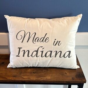 Made in Indiana decor pillow white gray baby decor farm house Hoosier